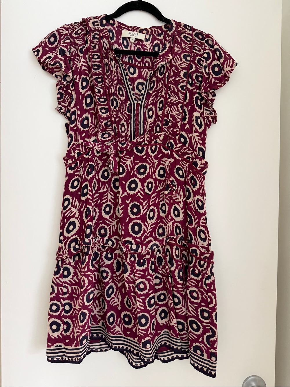 Sea New York Emi Flutter Sleeve Silk Dress Size 4